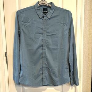 prAna Men's sz XL blue Long Sleeve Tencel Blend Button Up Shirt business casual